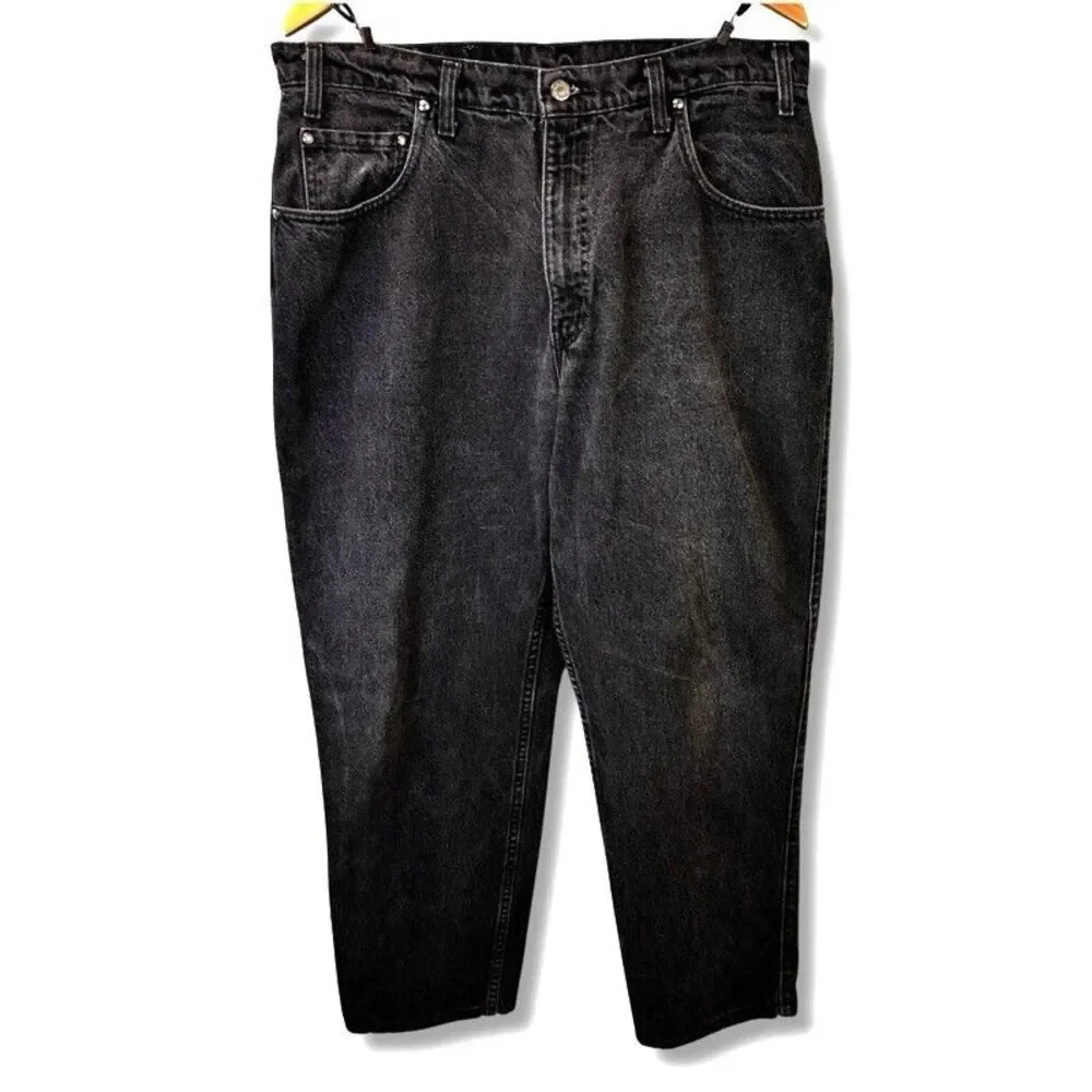 VTG 90s Y2K Levis 545 Baggy Jeans Mens 38 x 34 Black Loose Fit Orange Tab